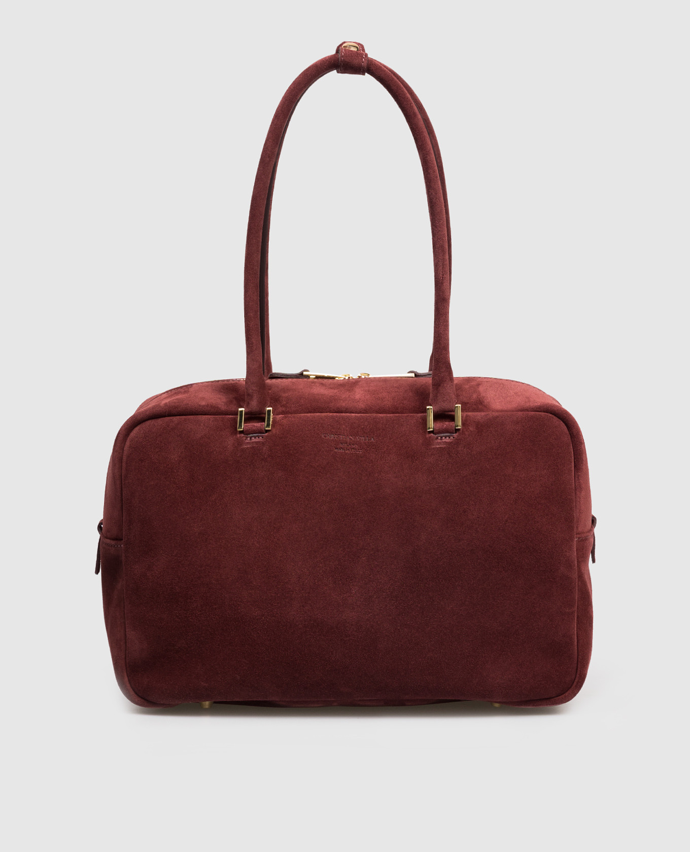 

Burgundy suede tote bag with logo Christian Villa