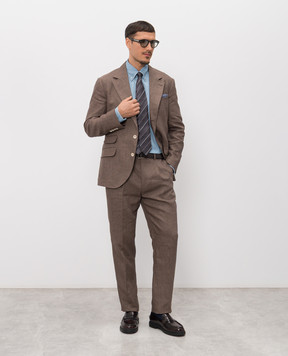 Brunello Cucinelli Brown linen suit MB430LDWH