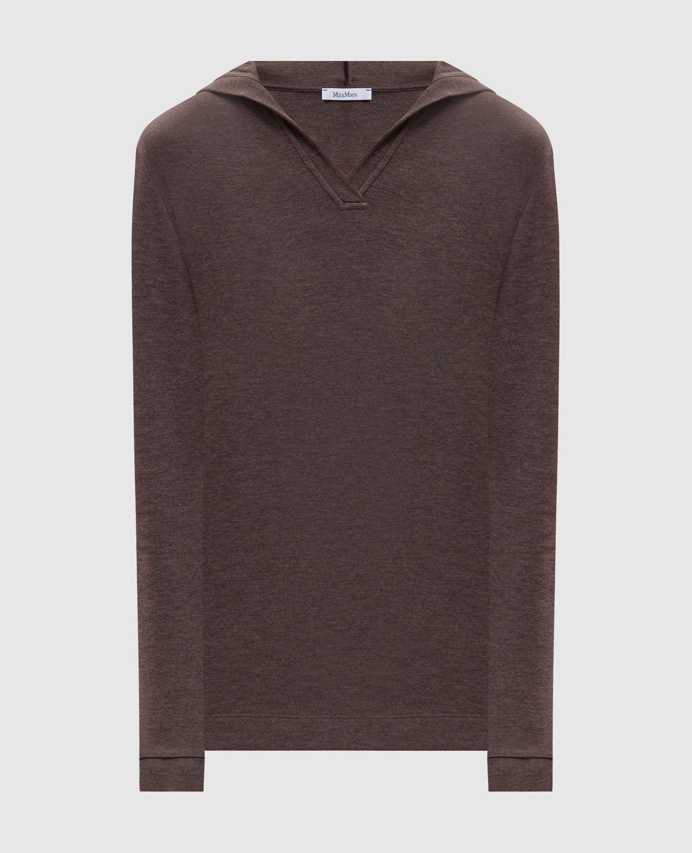 Felpa con cappuccio marrone COMICA con inserti in seta