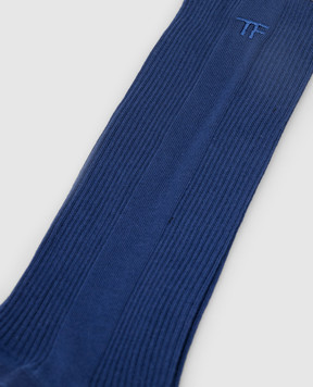 Tom Ford Blue socks with monogram embroidery KKS001YMC045
