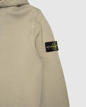 Stone Island Children's khaki hoodie with logo patch L2S166100008S04251012