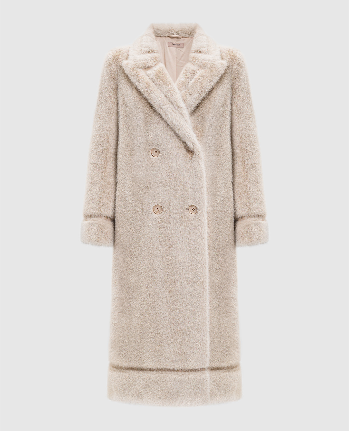 

Beige double-breasted coat Twinset