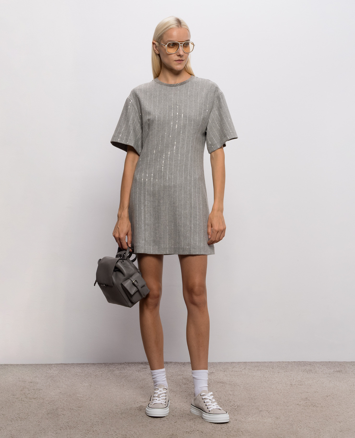 Gray dress with wool Brunello Cucinelli 2