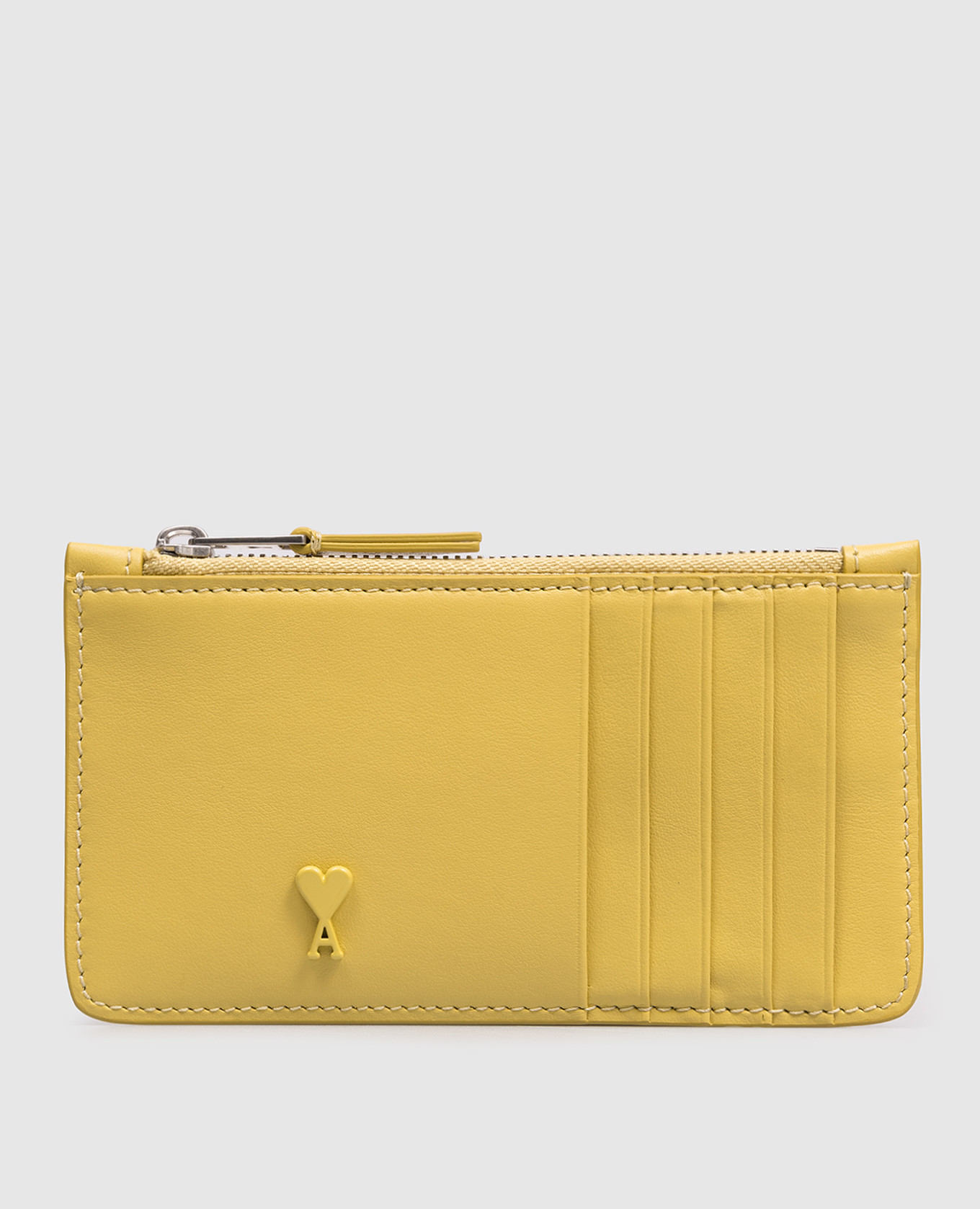 

Yellow leather cardholder with emblem Ami Paris