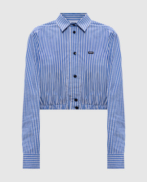 Vetements Blue striped cropped shirt WE76SH383NS