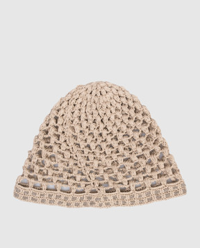 Peserico Beige openwork hat with monil chain E36222C0RCC849