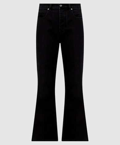 Black flared jeans with logo patch