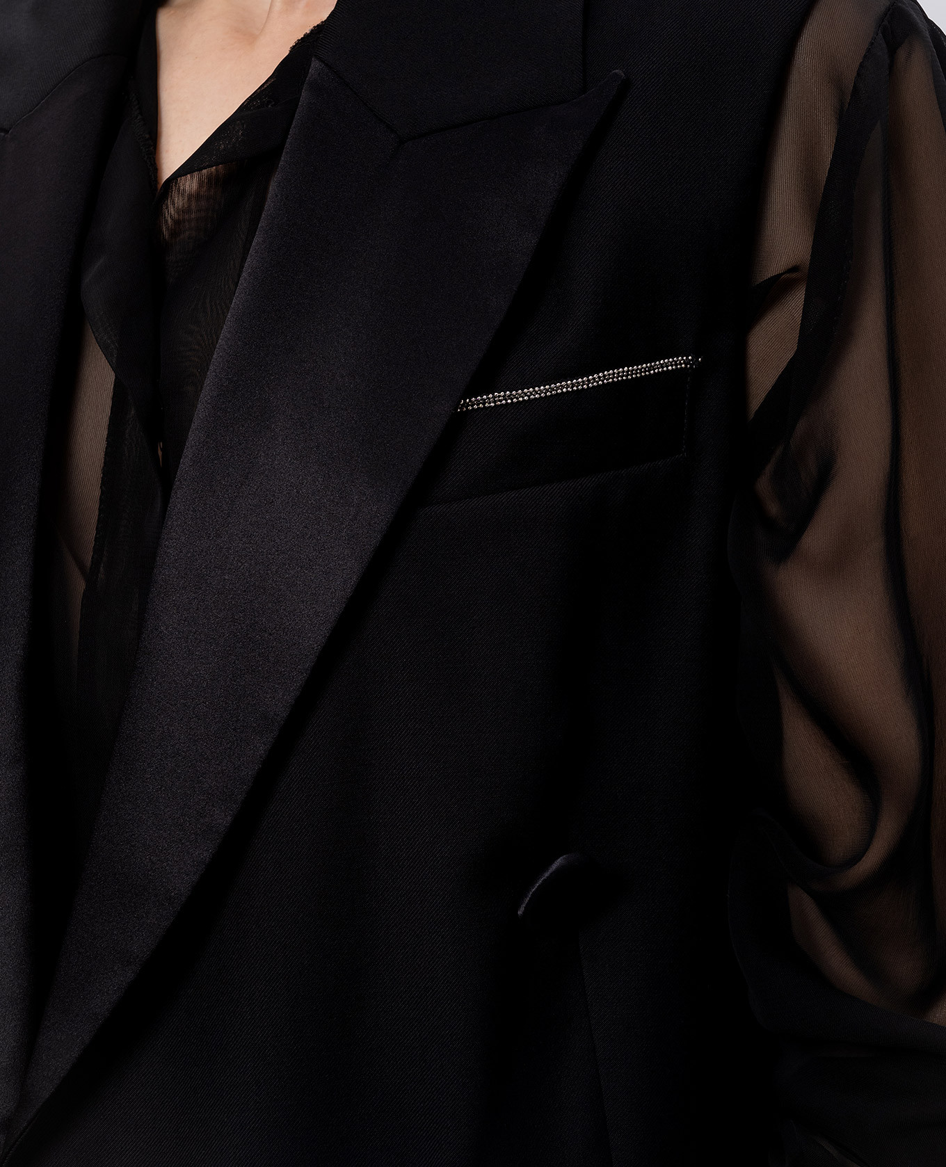 Black double-breasted wool vest Peserico 5