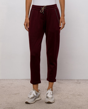 Brunello Cucinelli Burgundy Monil Chain Silk Sweatpants MP828SB899