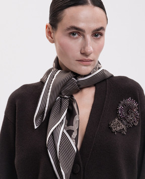 Agnona Brown printed silk scarf AS1203S4082