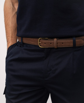 Florentino Brown suede belt with embossed logo 126200610150