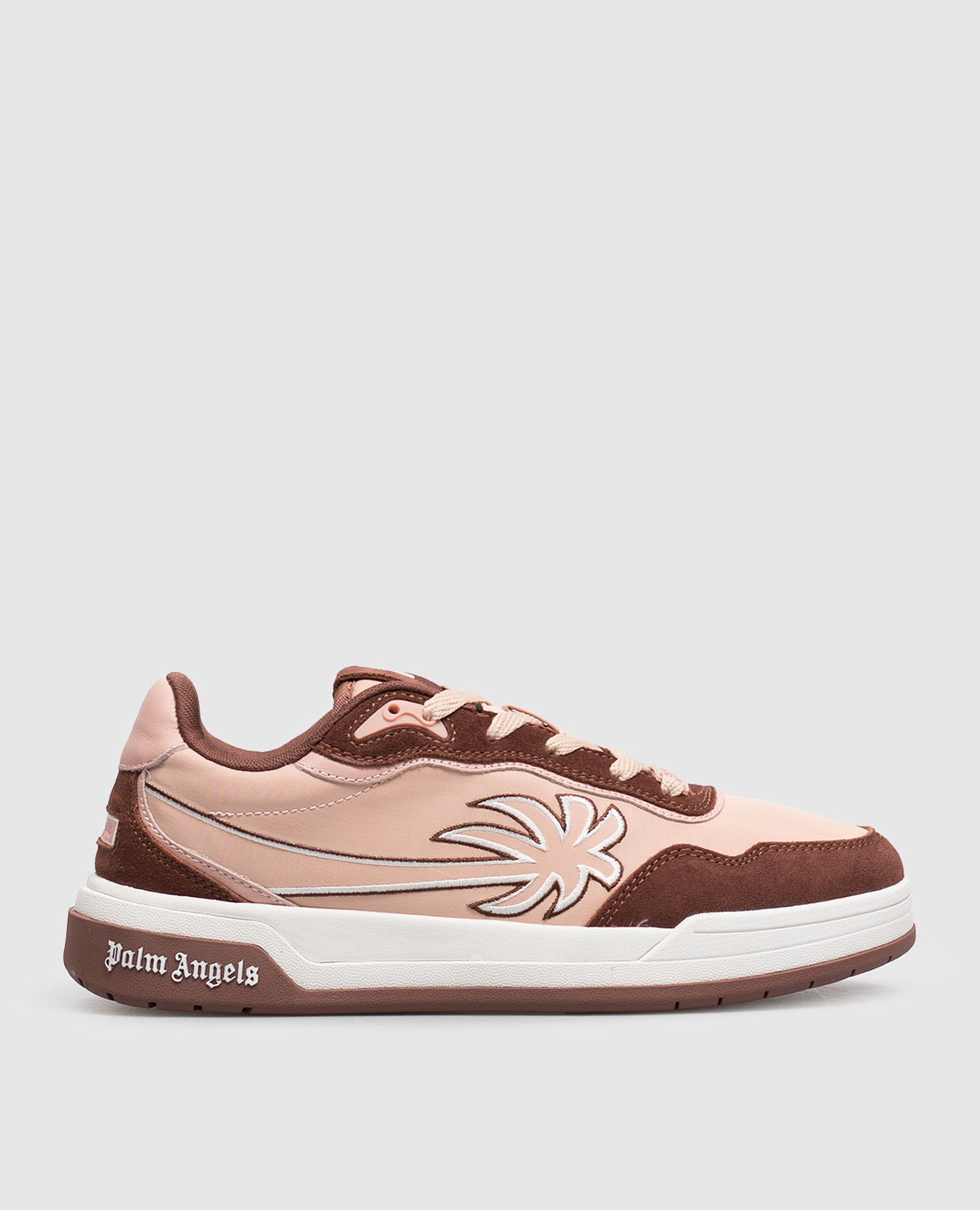 Pink combination sneakers with embroidered emblem