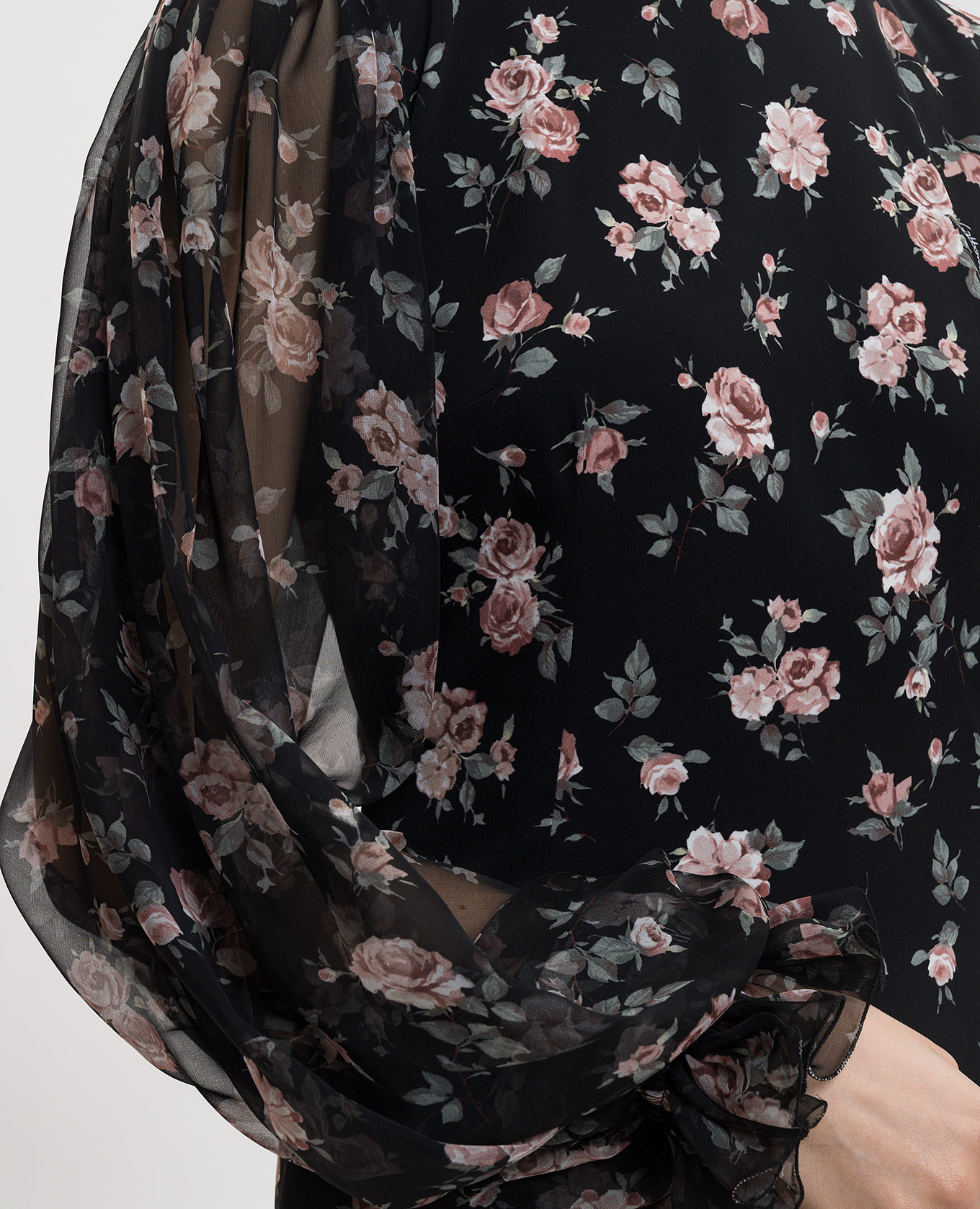 Black dress with floral print silk Dolce&Gabbana 5