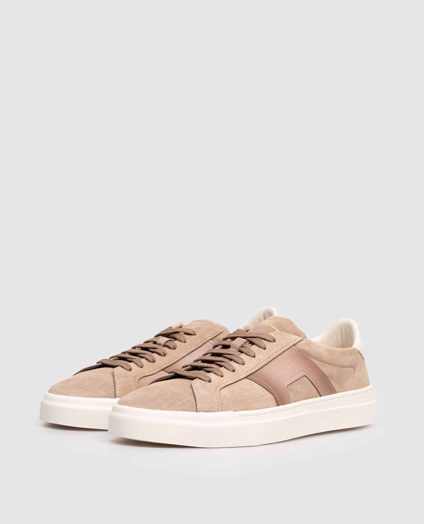 

Brown nubuck sneakers with logo print Santoni