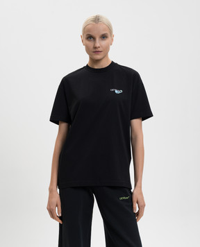 Off-White Black T-shirt with Soft Life print 2AA089S26JER005