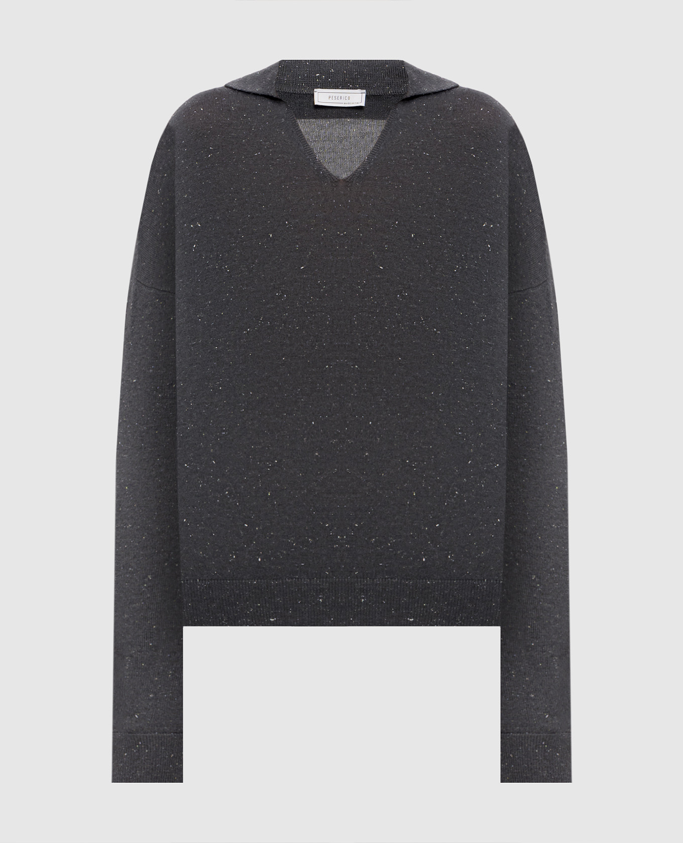 Gray wool sweater with lurex