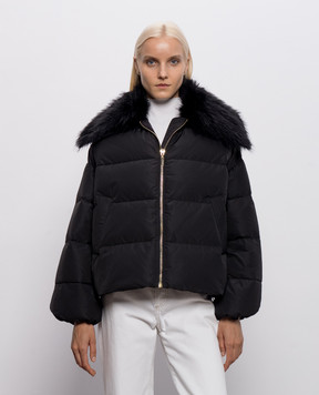 Twinset Black down jacket with metal logo 262TP2360