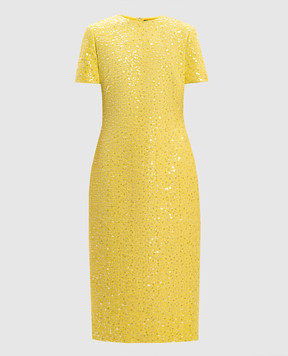 David Koma Yellow tweed sheath dress with sequins RE26DK77D