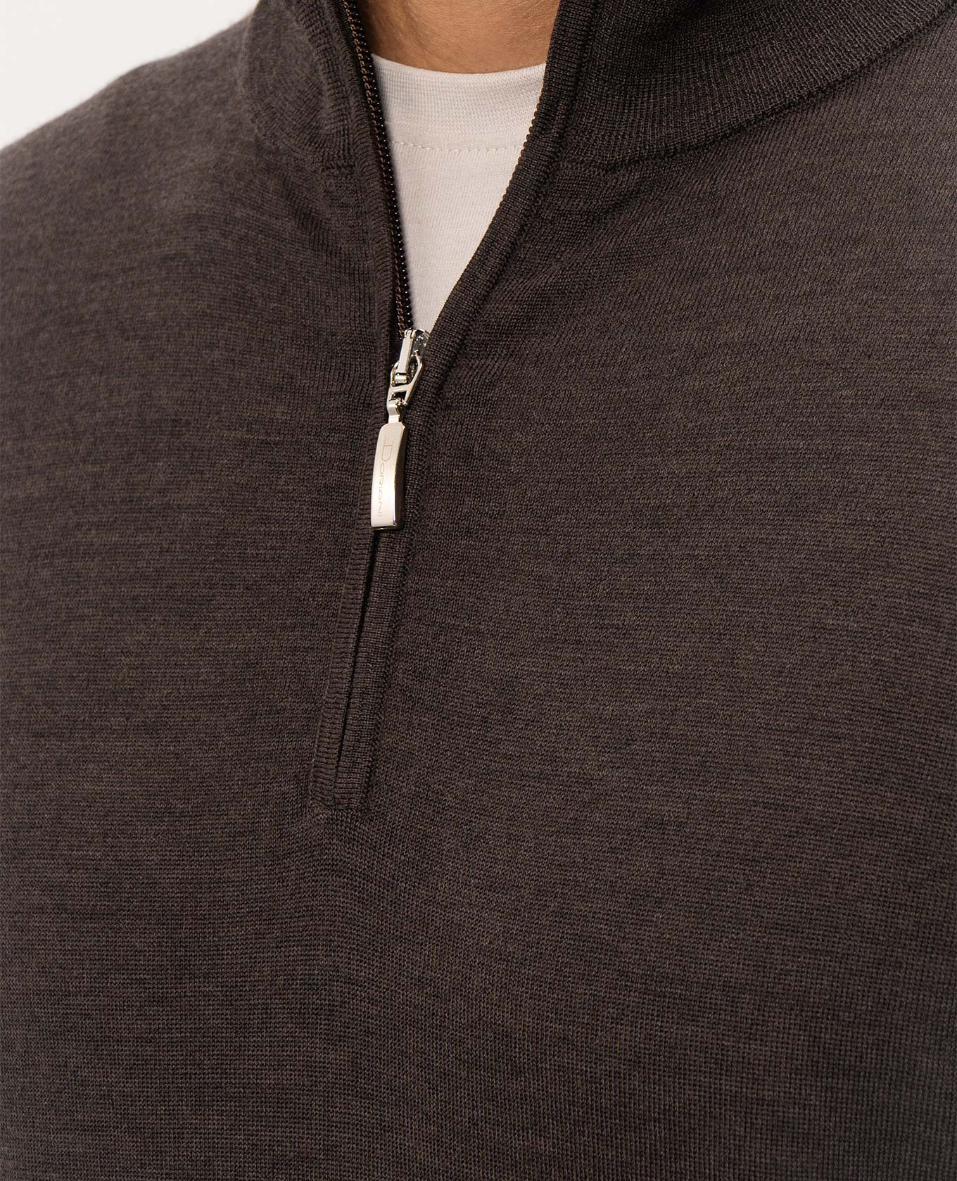Brown wool, silk and cashmere jumper with zipper Doriani Cashmere 5