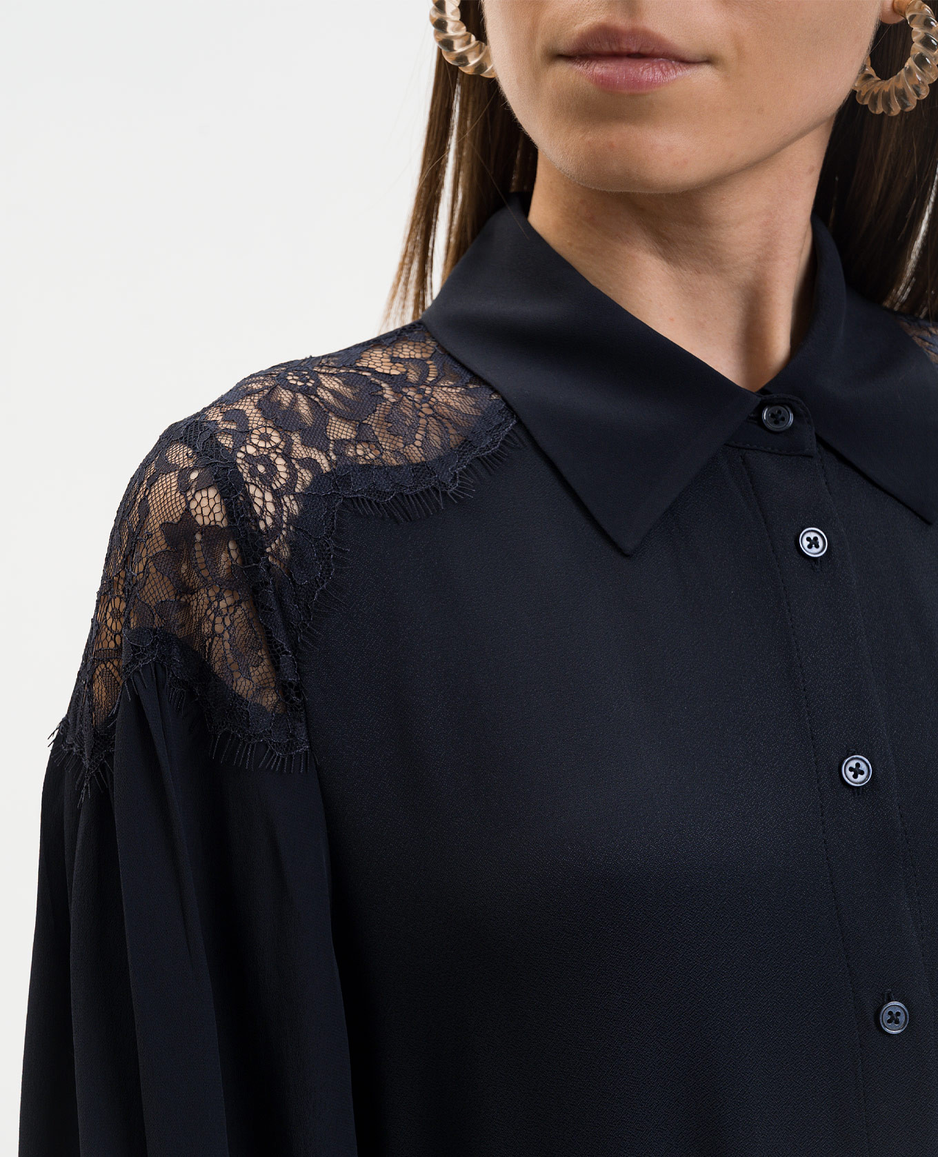Blue shirt dress with lace Twinset 5