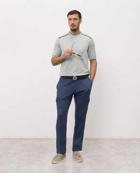 Stefano Ricci Blue cargo pants with linen and silk M1T6100380DN29HA
