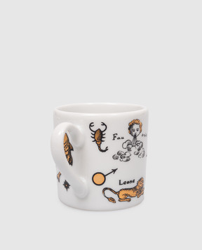Fornasetti White porcelain coffee cup with saucer Astronomici P20Z300