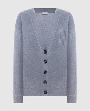 Peserico Blue cardigan made of wool, silk and cashmere A99207F12A9283