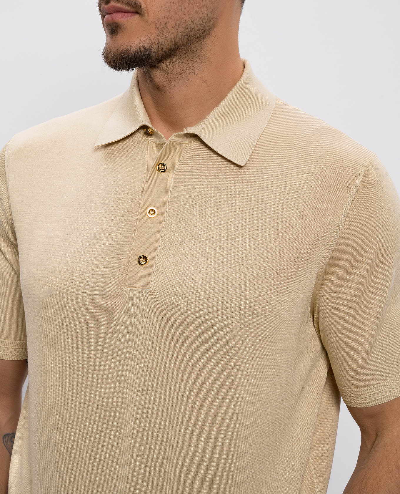 Yellow silk polo with monogram logo Stefano Ricci 5