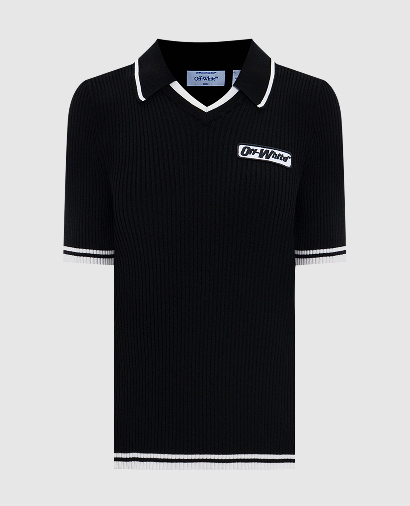 

Black ribbed polo with logo Off-White