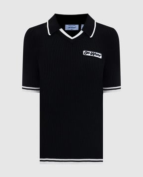 Off-White Black ribbed polo with logo 2HV007S26KNI001