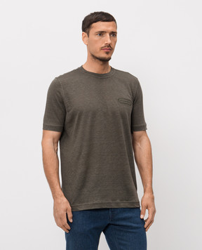 Stefano Ricci Khaki linen T-shirt K919071G10T26205