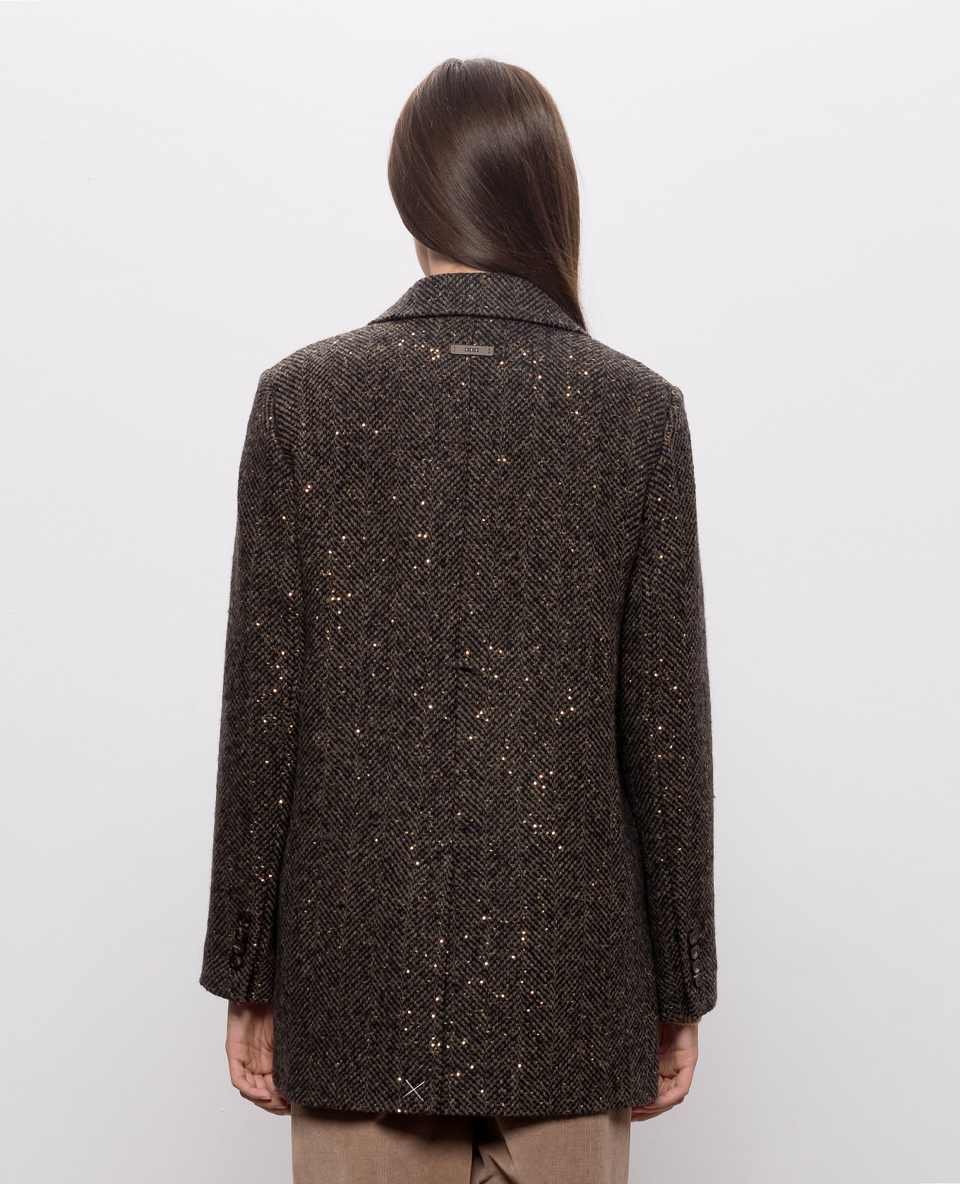 Brown patterned wool jacket Peserico 4