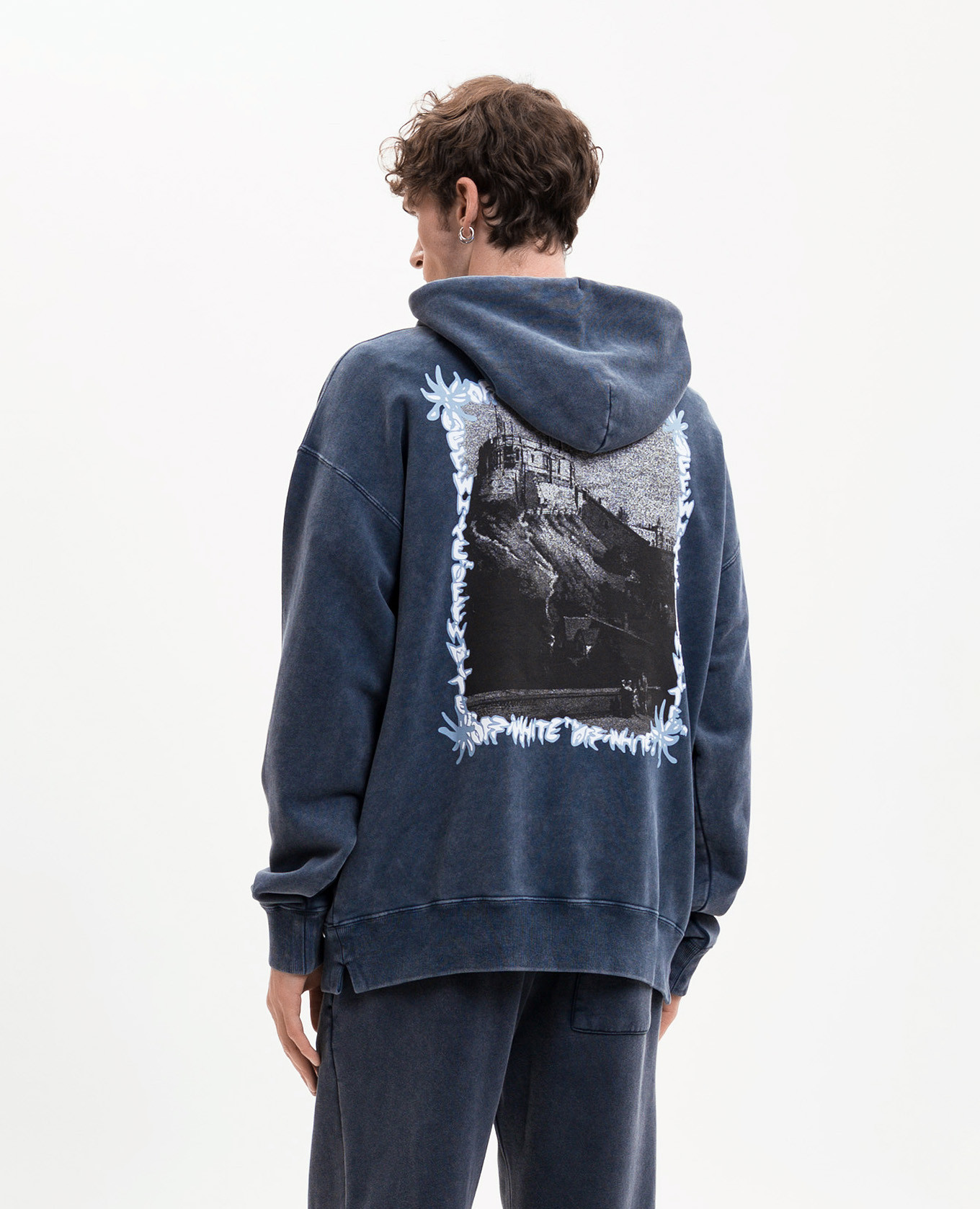 Blue hoodie with branded print Off-White 4