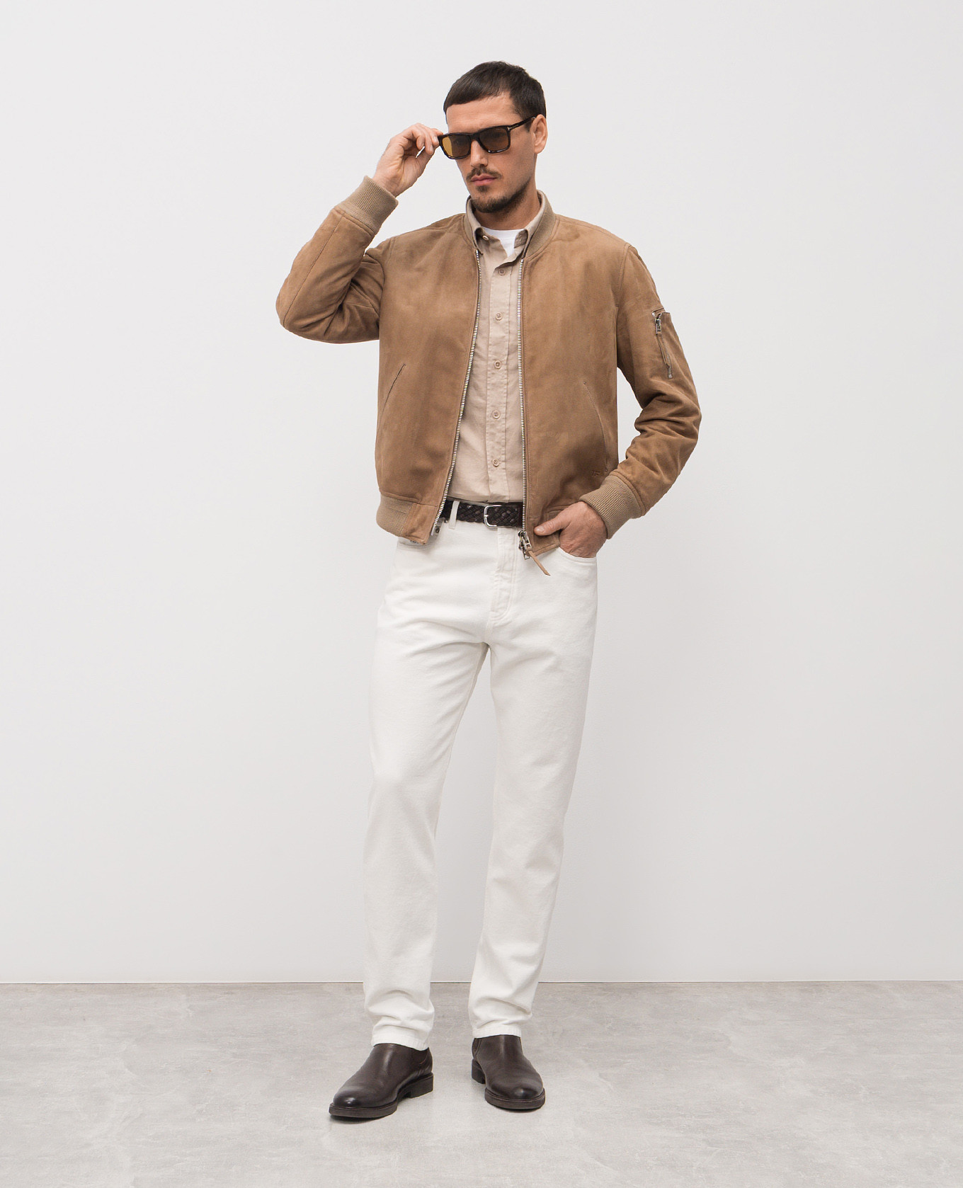 

Beige suede bomber jacket Tom Ford