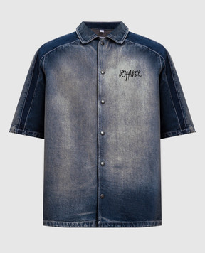 Off-White Blue denim shirt with a worn effect 44MYD05US26D001