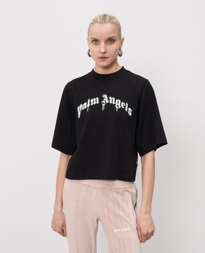 Palm Angels Black t-shirt with logo print PWAA079S26JER004