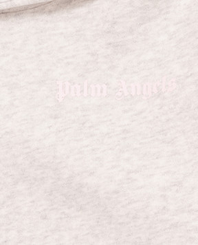 Palm Angels Children's insulated gray hoodie with logo print F6PAJGHS063
