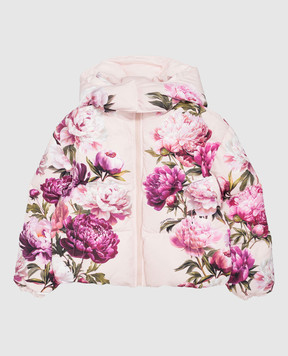 Dolce&Gabbana Children's pink down jacket with floral print L5JBN8G7QZT812+