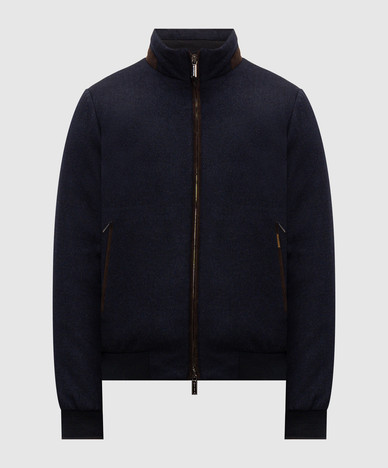 DONIZETTI blue wool and cashmere down jacket