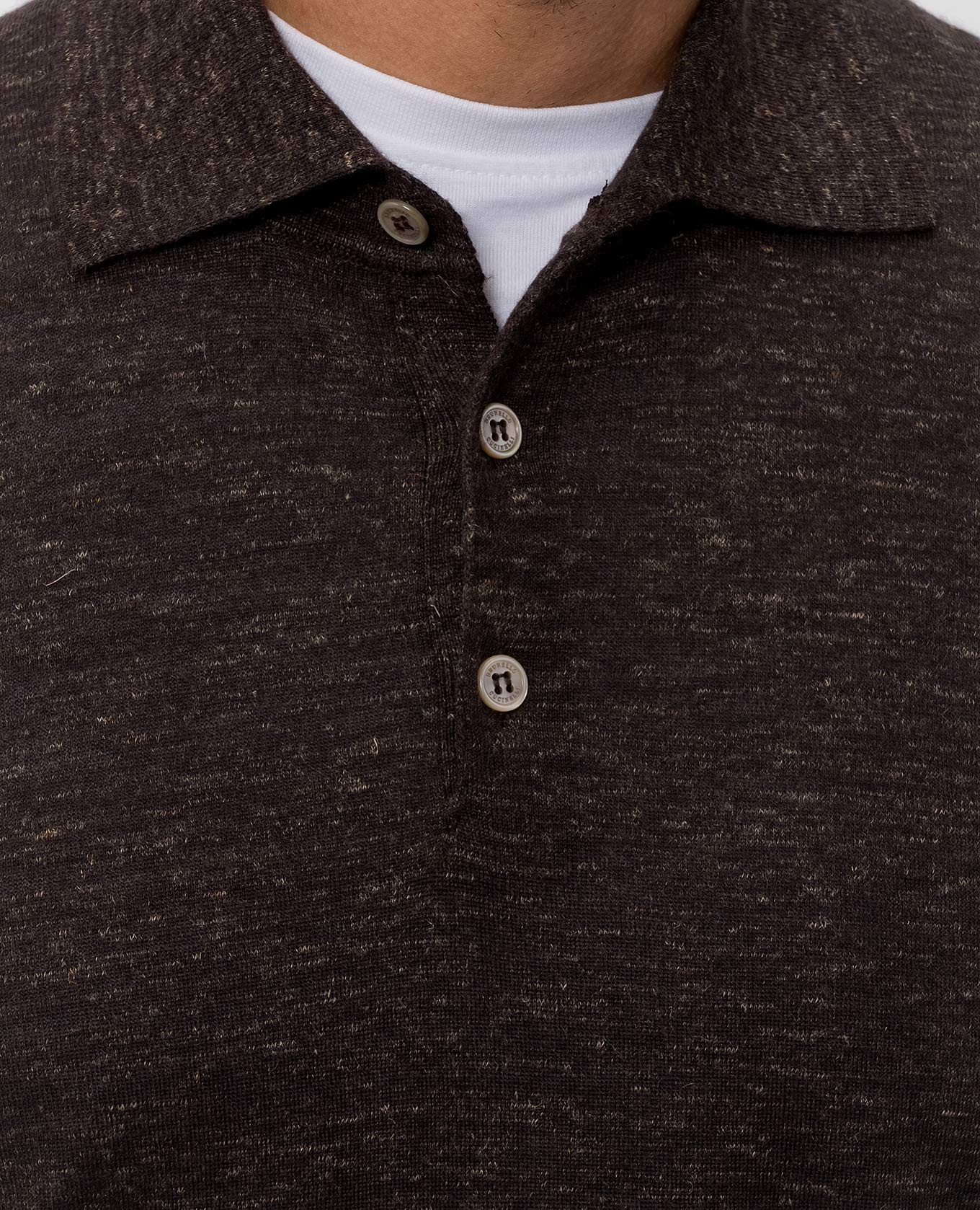 Brown cashmere, silk and linen polo shirt Brunello Cucinelli 5