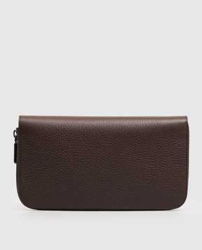 Stefano Ricci Brown leather clutch wallet with emblem PP312GUVD