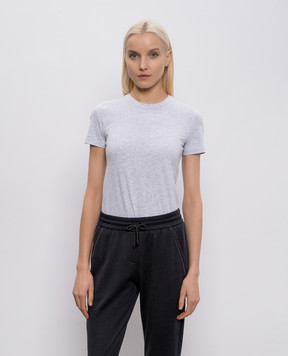 Brunello Cucinelli Grey melange T-shirt with monil chain M0T18B0170
