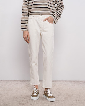 Brunello Cucinelli White jeans with logo patch M0H81P5847