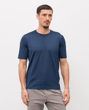 Enrico Mandelli Blue t-shirt with logo patch 3K052A5677