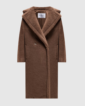 Max Mara Brown double-breasted TEDDY coat made of camel wool and silk TEDDY