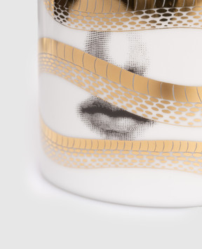 Fornasetti Scented candle - Peccato Originale Décor in a porcelain candlestick FPSM044ZFP