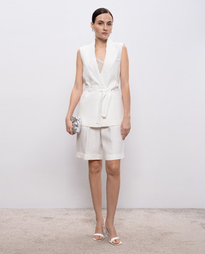 Peserico White linen shorts with lapels A0419202606