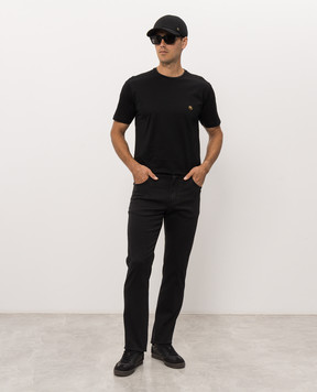 Stefano Ricci Black jeans with textured emblem MFT63B1031TR142K