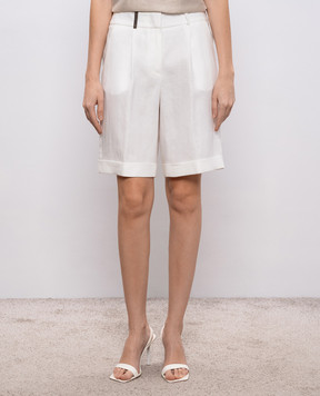 Peserico White linen shorts with lapels A0419202606