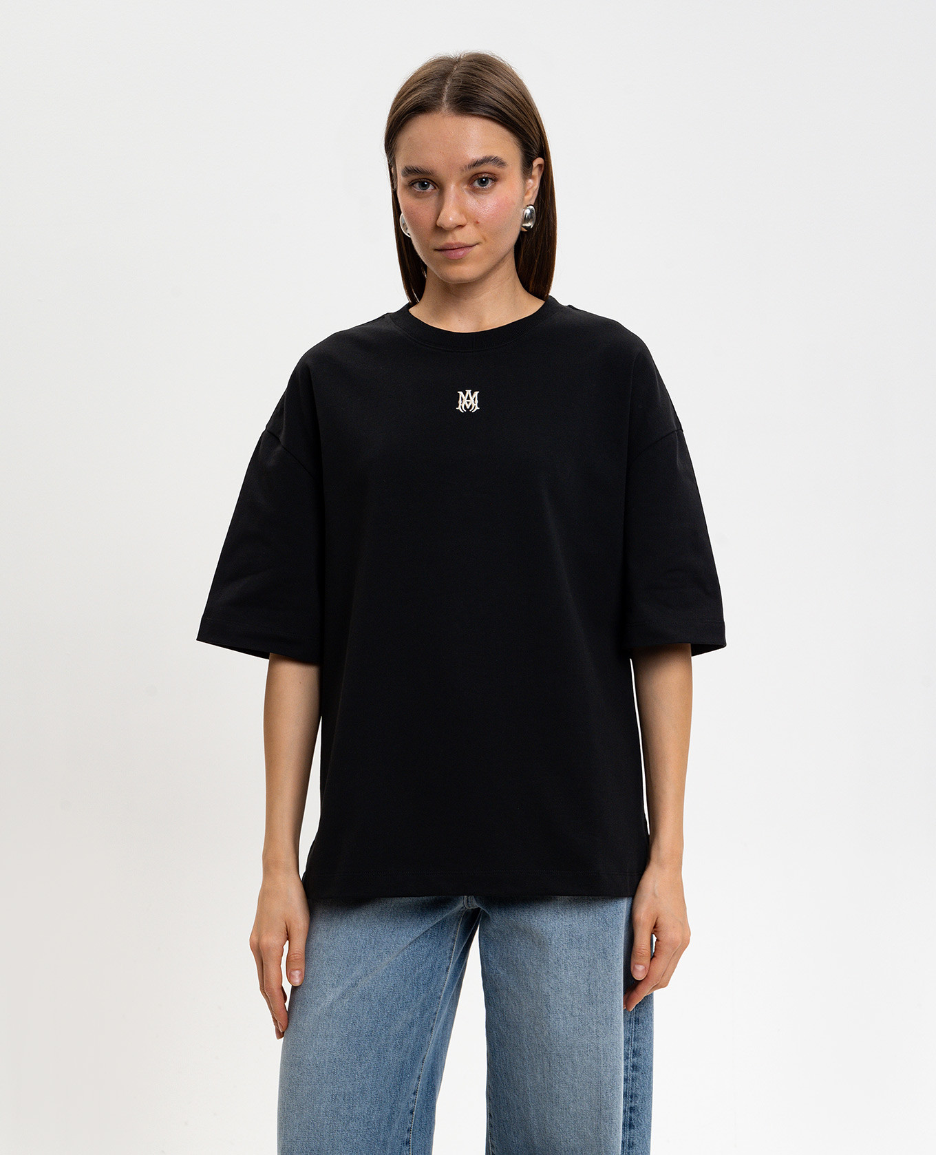 

Black T-shirt with embroidered monogram AMIRI